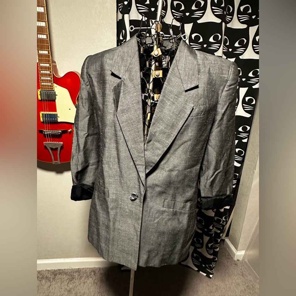 80s shiny cuffed blazer